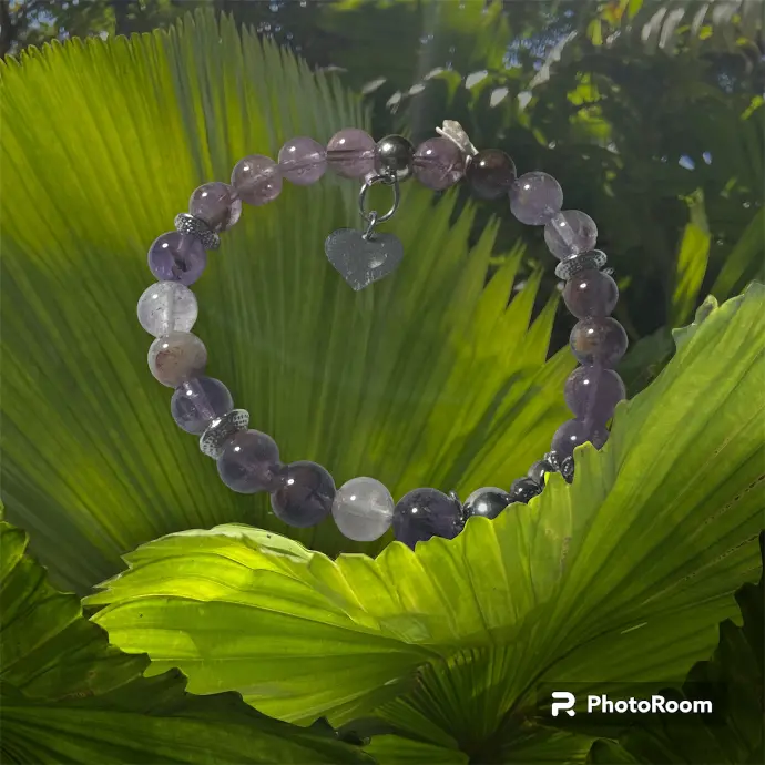 BRACELET EN AMETHYSTE FANTOME ET SON SOLEIL