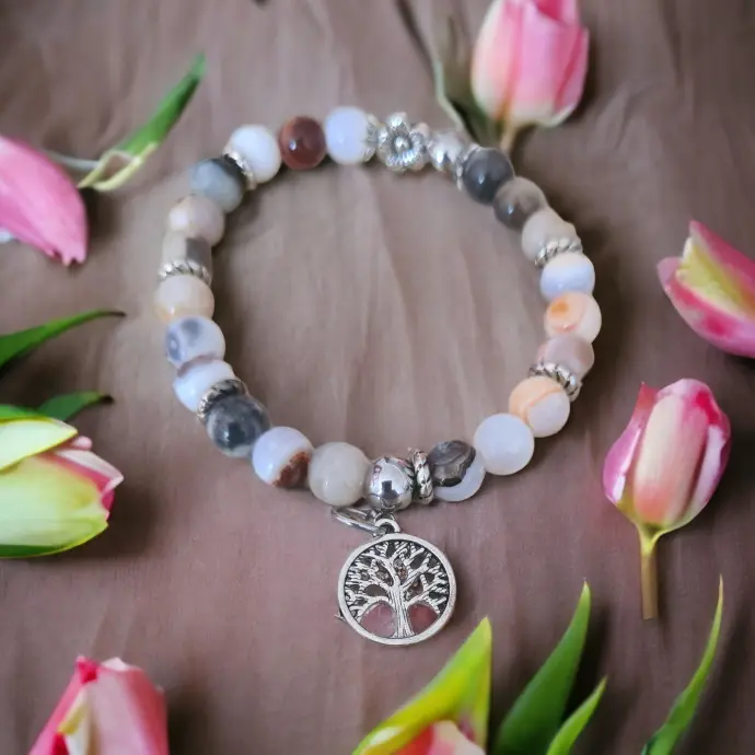 BRACELET EN AGATE FEU BLANCHE