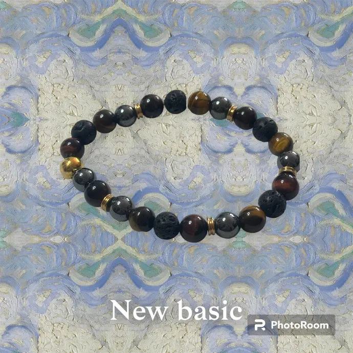 BRACELET HEMATITE OEIL TIGRE OEIL TAUREAU PIERRES DE LAVE
