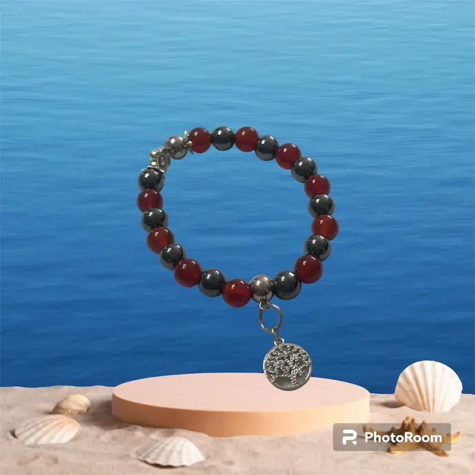 BRACELET CORNALINE HEMATITE