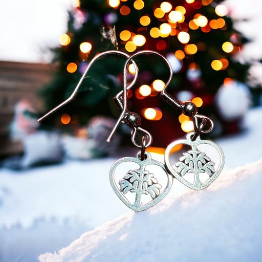 BOUCLE D OREILLES  PETIT ARBRE DE VIE ARGENT OU DORE