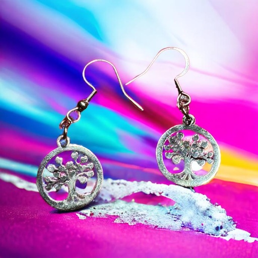 BOUCLES D OREILLES ARBRE DE VIE ARGENTE