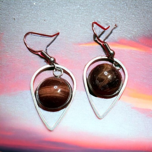 BOUCLES D OREILLE CABOCHON OEIL TAUREAU