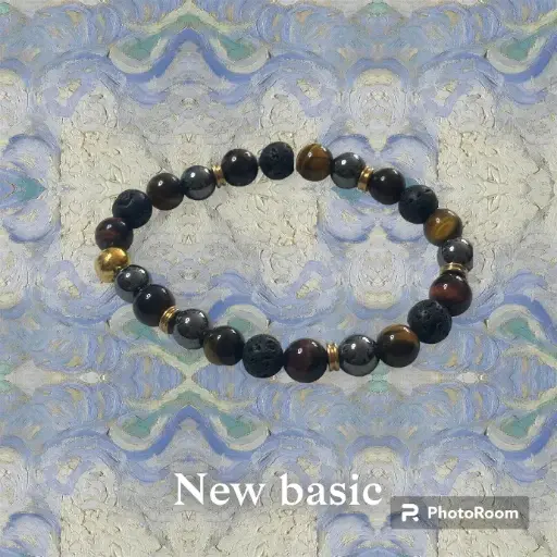BRACELET HEMATITE OEIL TIGRE OEIL TAUREAU PIERRES DE LAVE