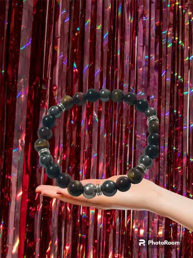 BRACELET HOMME OEIL TAUREAU OEIL TIGRE HEMATITE ONYX